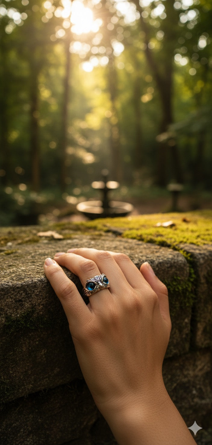 Attractive Silver Plated Owl Ring